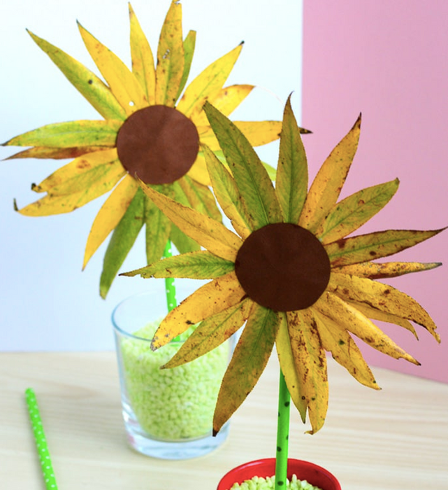 Leaf Sunflower Craft – Fall Crafts for Kids