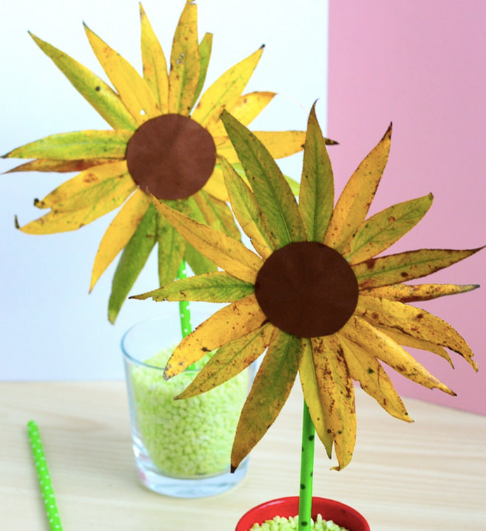 Leaf Sunflower Craft – Fall Crafts for Kids