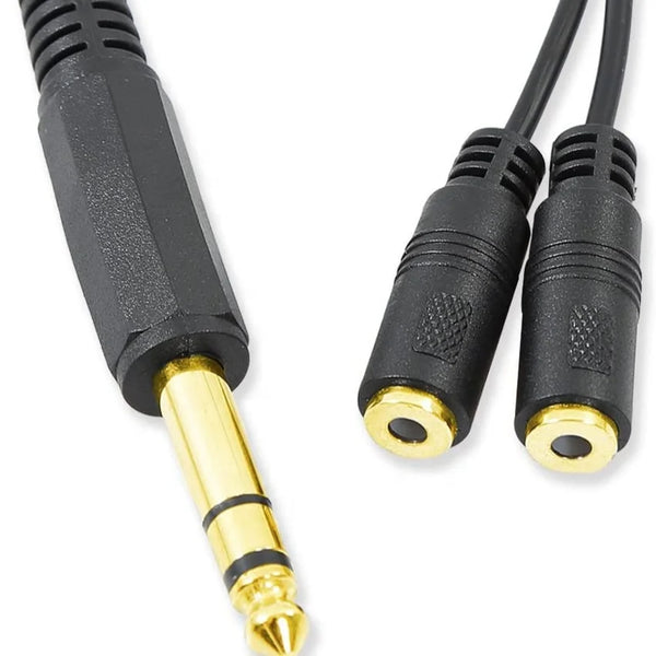 TRENDY PRO 6.35mm Male to Dual 3.5mm Female 3 Pole TRS Audio Adapter Convertor Y Splitter Cable