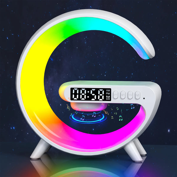 TRENDY PRO Multifunction Bed Room RGB Speaker Wireless Charger LED Digital 15W Alarm Clock  For iphone 14 13 12