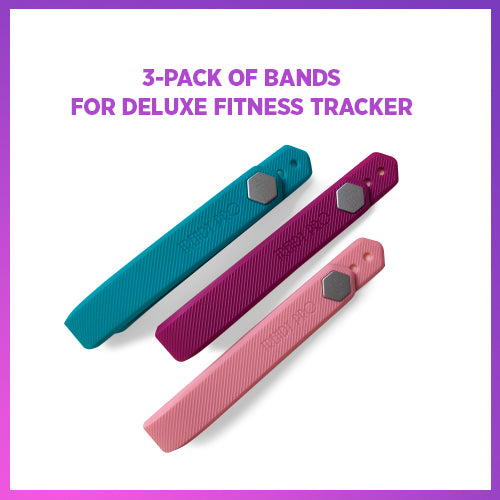 DELUXE 3-Pack Bands (Pink, Purple and Aqua) for the DELUXE Fitness Tracker